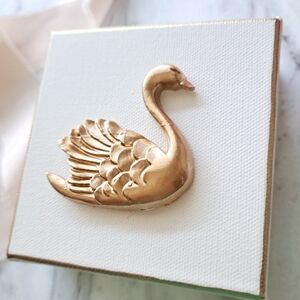 Swan intaglio on 4x4 gallery wrapped block canvas. Comes gift wrapped